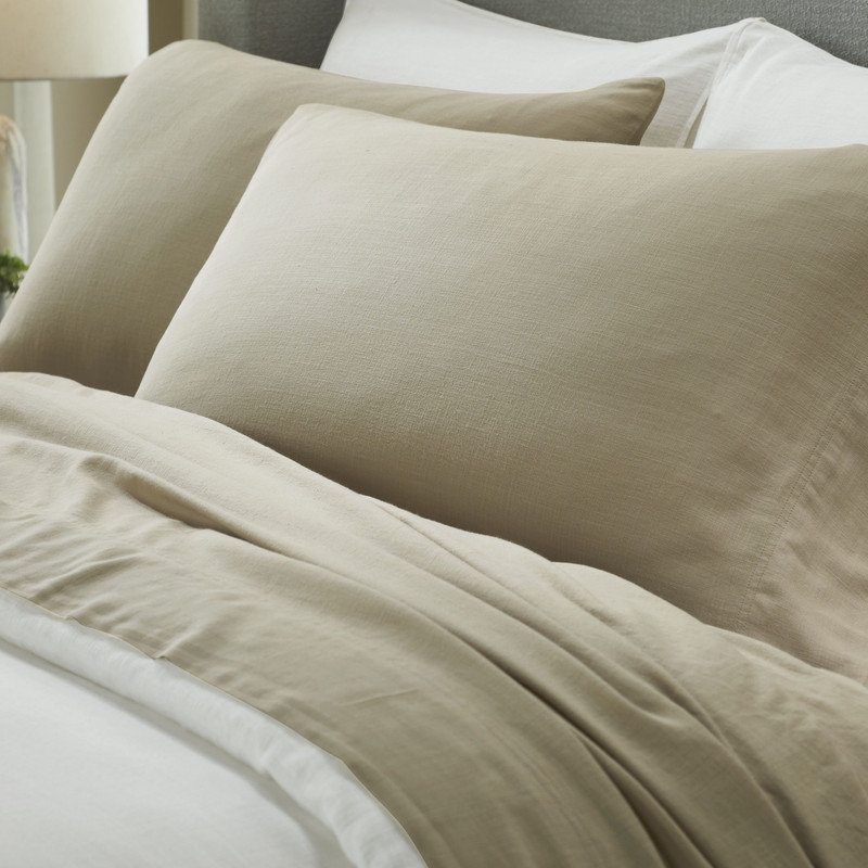 Ensemble de 2 taies d'oreiller en percale 100% coton Chloe, Beige, Standard