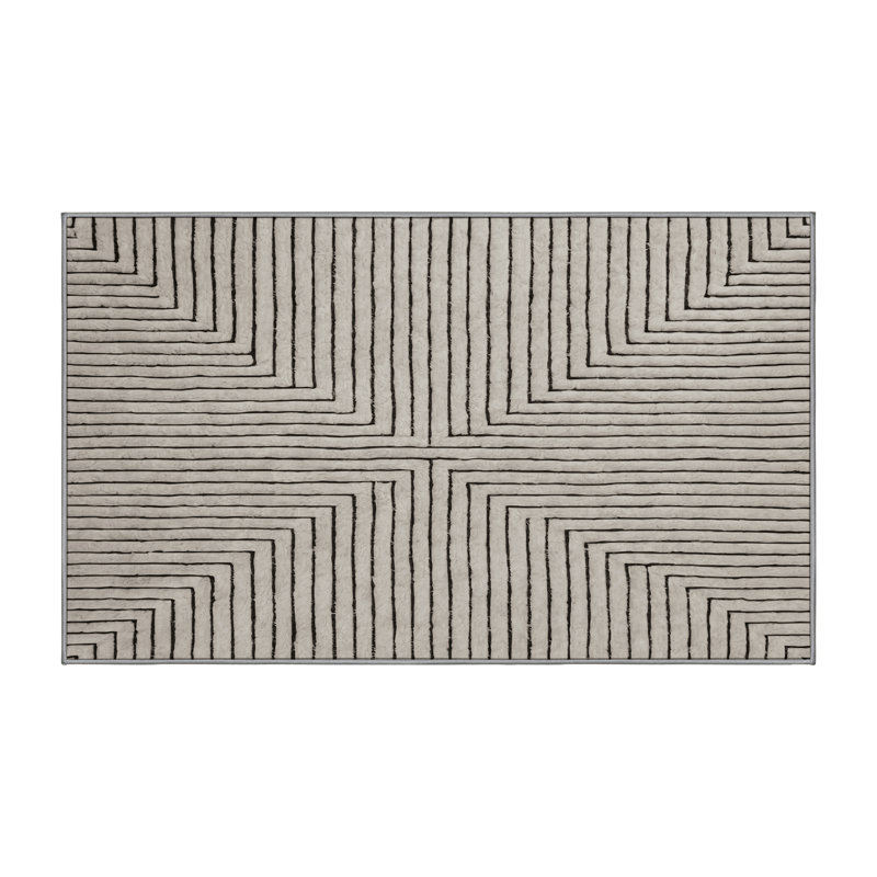 Machine Washable Gray Area Rug, Runner 2' x 4'