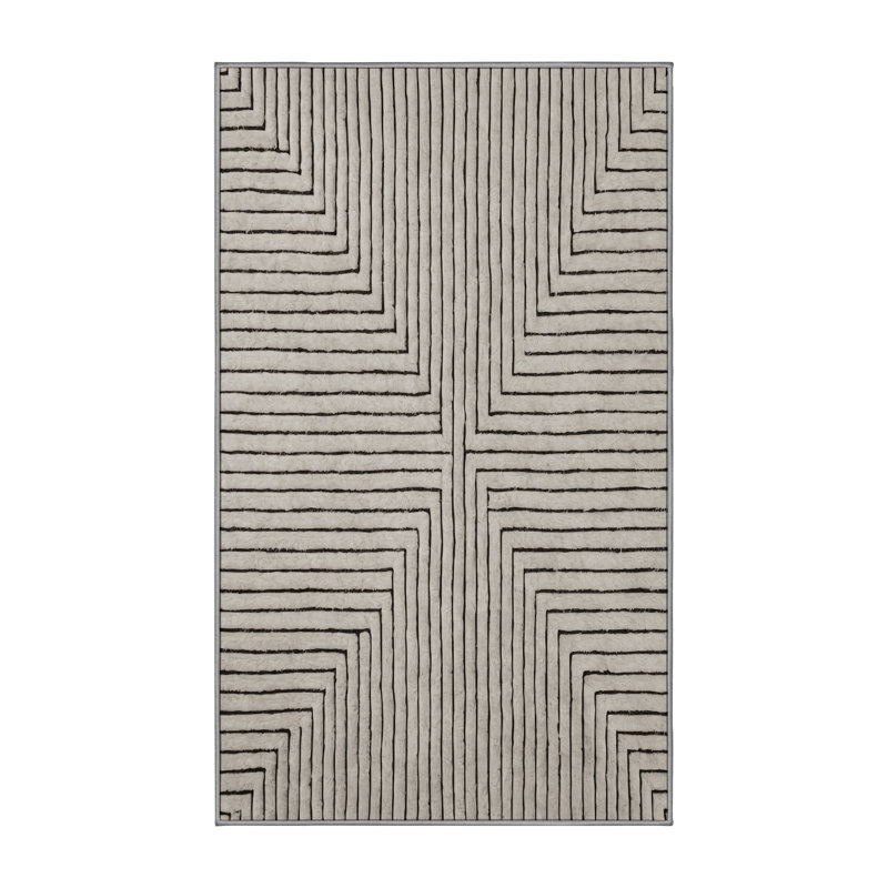 Machine Washable Gray Area Rug, Rectangle 2' x 3'