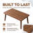 Rectangular Coffee Table, Rounded Corner Design, 4 Cylindrical Legs, Wooden Frame, Brown