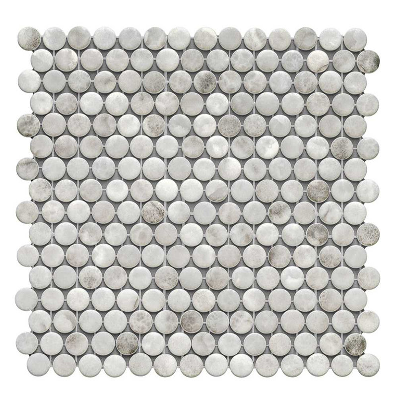 Eterna Penny 12"x12" Recycled Glass Mosaic Tile, Onice