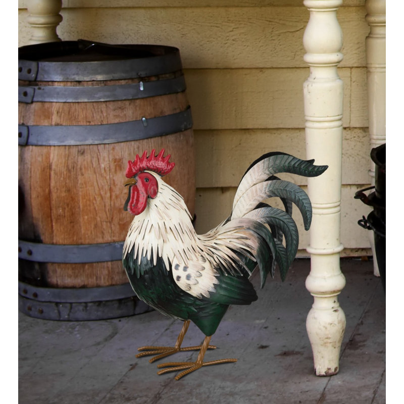 Statue de jardin en métal Verde Rooster, Décor Med