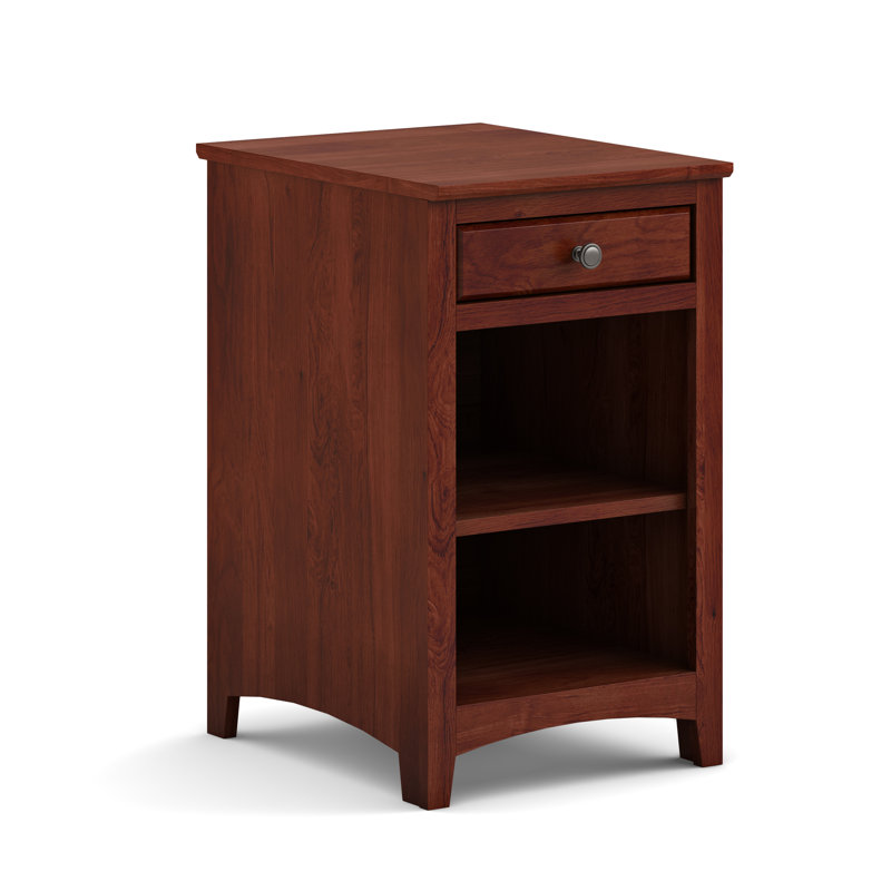 Rangement de bureau en bois massif Malani, Cerisier Washington