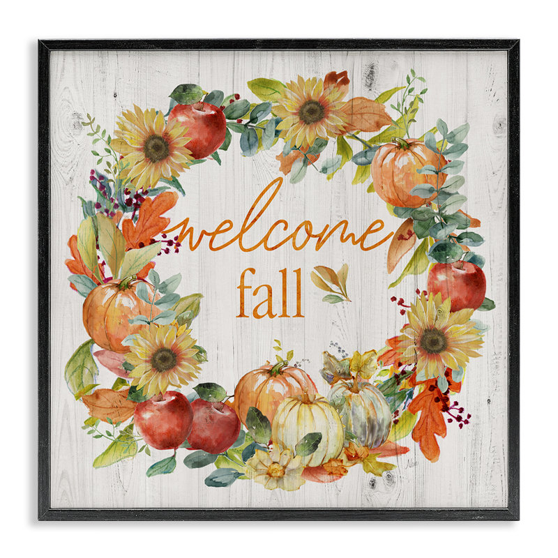 Welcome Welcome, citrouille, giclée par Nan, H 12 po x l 12 po, Giclée encadrée noir minuit