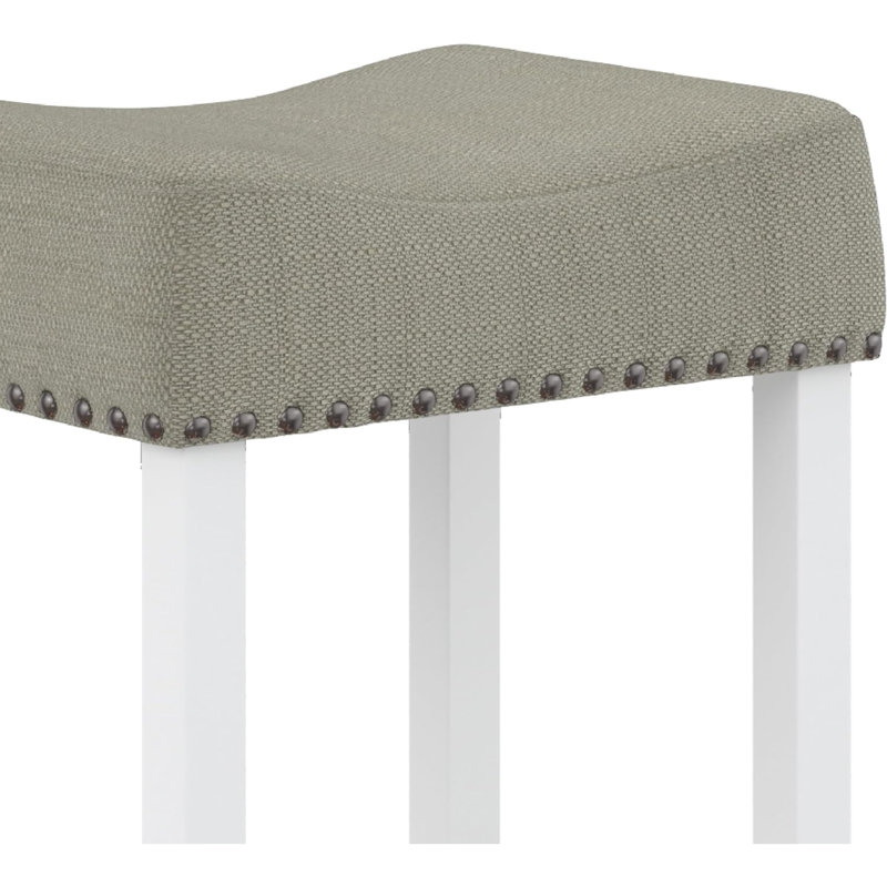 Tabouret de bar Hylie, Tabouret de comptoir (siège d'une hauteur de 24 p, Gris / blanc