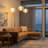 Bloom 3-Light Arc Floor Lamp - Weathered Brass, White Marble Base, White Satin Shade, Dimmer Switch