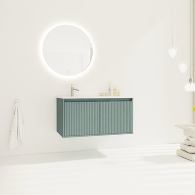 Meuble-lavabo de salle de bain avec lavabo en résine 48 po - Bleu moderne