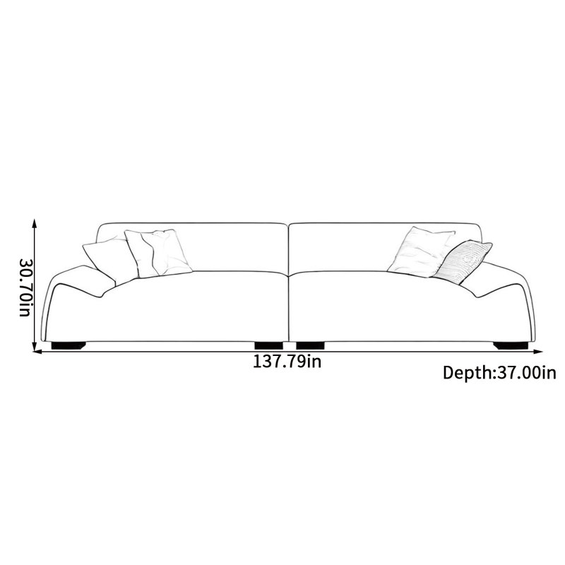 Italian light luxury simple sofa, 30.7" H x 137.79" W x 37" D, 5