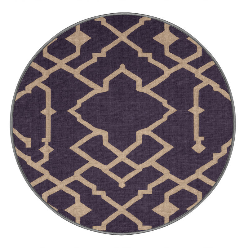 Tapis mauve lavable à la machine, Rond 3 pi