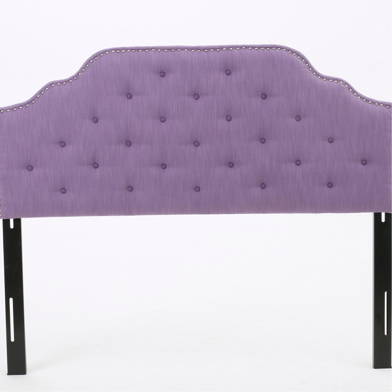 Queen & Full Sized Headboard In Purple, Sleek Design With Elegant Nailhead Accents, Transforms Bedroom, 63.95 In. Depth X 2.77 Width 52.92 Height, 19.46 Lb Weight Purple Fabric Upholstered For Bed,
