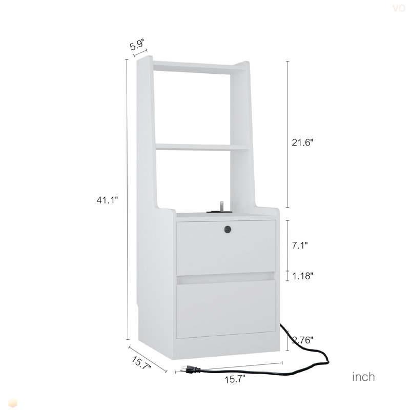 Table de chevet avec station de charge, table de chevet intelligente avec veilleuse, table de chevet moderne avec bibliothèque, tables de chevet avec armoire de rangement pour la chambre à coucher