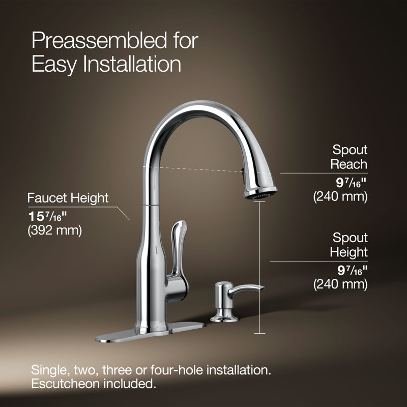 Motif Pulldown Kitchen Faucet, Polished Chrome
