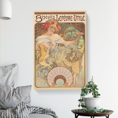 Biscuits Lefevre by Alphonse Mucha - Wrapped Canvas
