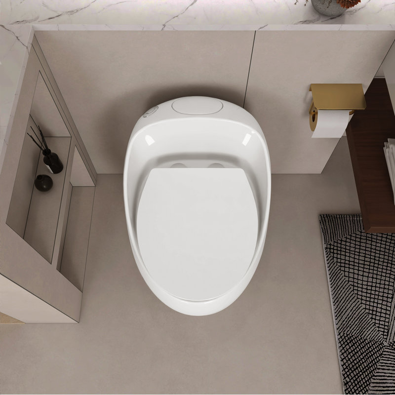 Toilette en forme d'œuf à simple chasse 1,28 GPF en blanc brillant