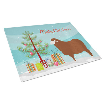Caroline's Treasures Tempered Glass Merino Sheep Christmas Cutting Board