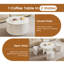 75cm White Round Coffee Table Set with 4 Stools