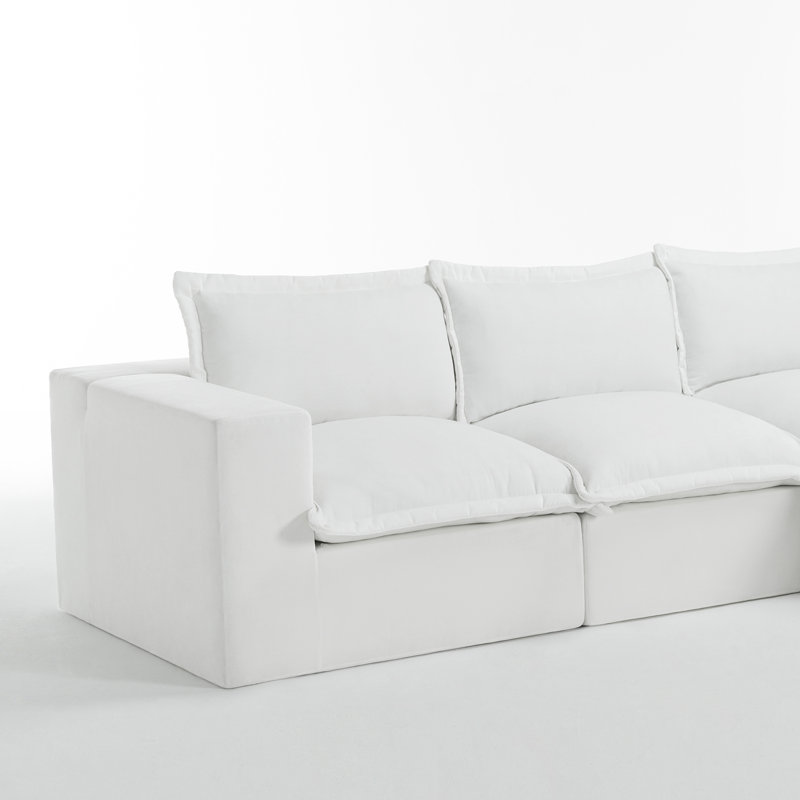 Canapé modulaire rembourré en osier 4 pièces avec repose-pieds amovible 4 pièces - entièrement comprimé, aucun assemblage requis