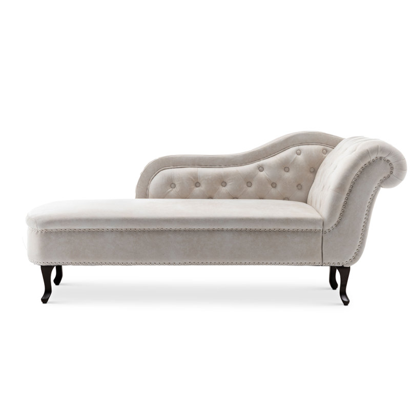 Adhvika Faux Leather Chaise Lounge, Cream