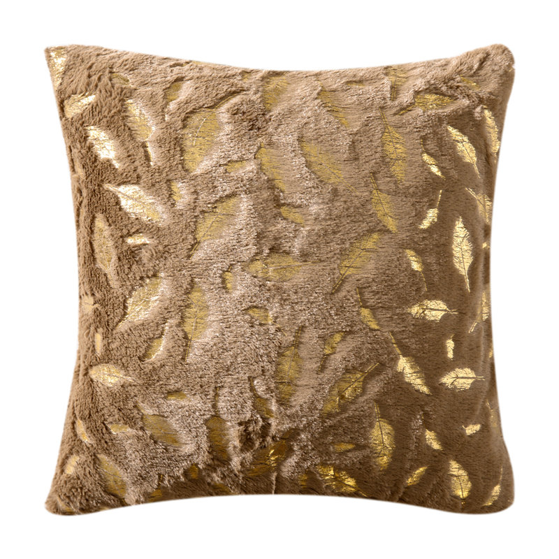 Faux Fur Reversible Throw Pillow, 20" H x 20" W x 4" D, Caramel Brown