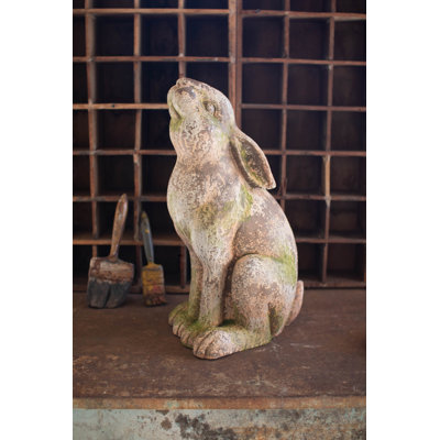  Stone Bunny Garden Statue 20.5"H – Textured Resin Outdoor Accent