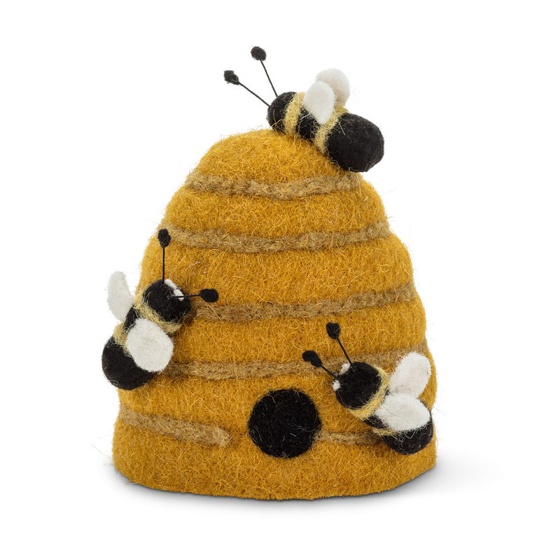 Figurine de ruche en feutre avec abeilles