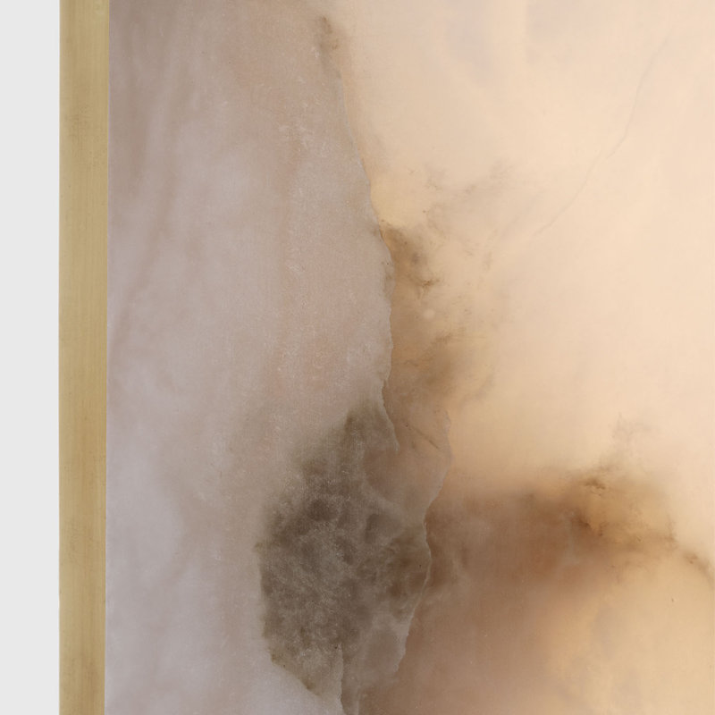 Kelly Wearstler Formosa 26" Linear Sconce, Alabaster/Antique-Burnished Brass, 19.75" H x 4.75" W x 3.25" D, 1400 W