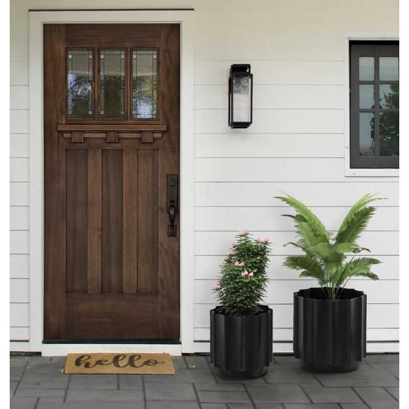 Two-Piece Metal Outdoor Planter Set, Black