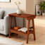 Table de bout étroite en bois massif avec rangement à 2 niveaux-212723281