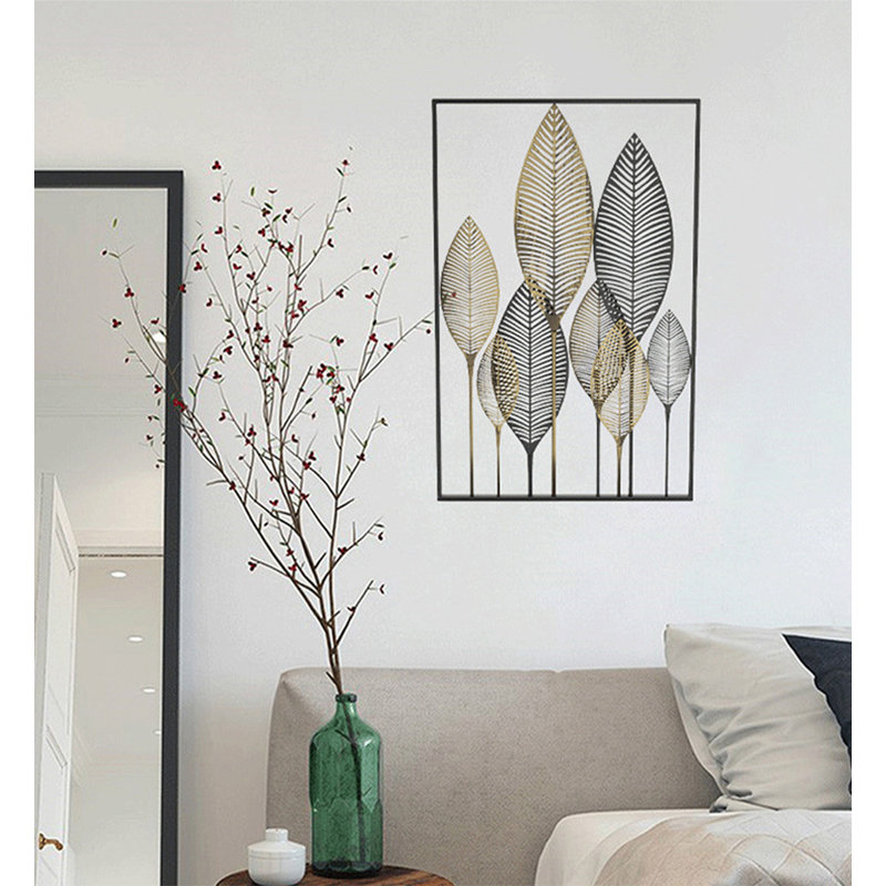 Modern minimalist ironwork leaf-shaped wall decoration