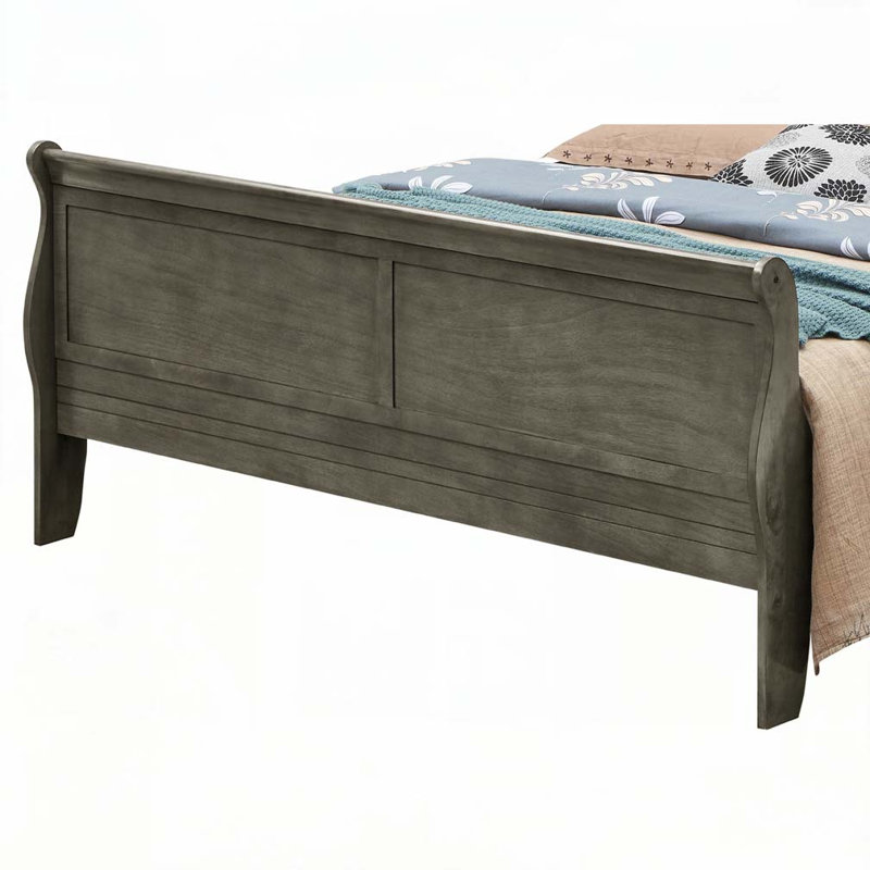 Lit en bois, gris, Complète