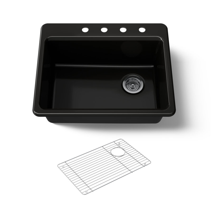 Riverby 27" L x 22" W Drop-In Kitchen Sink, Sandbar, 4 Hole