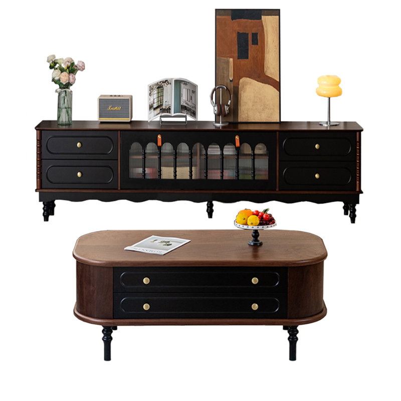 Rubberwood TV Stand and Coffee Table Set