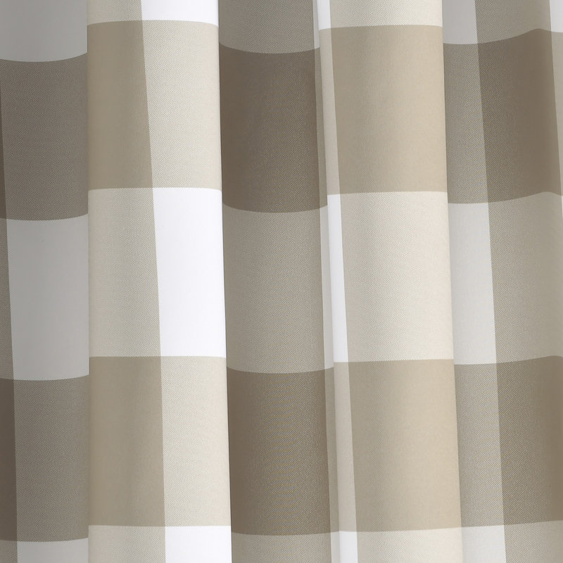 Kelly Checker Room Darkening Curtain Pair, 52" W x 84" L, Natural