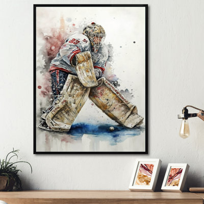 «Hockey Gardien sur glace pendant le jeu I», impression sur toile