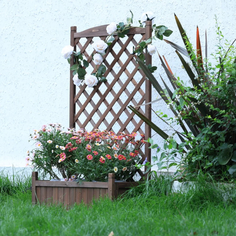 Handmade Wood Planter Box, Dark Brown