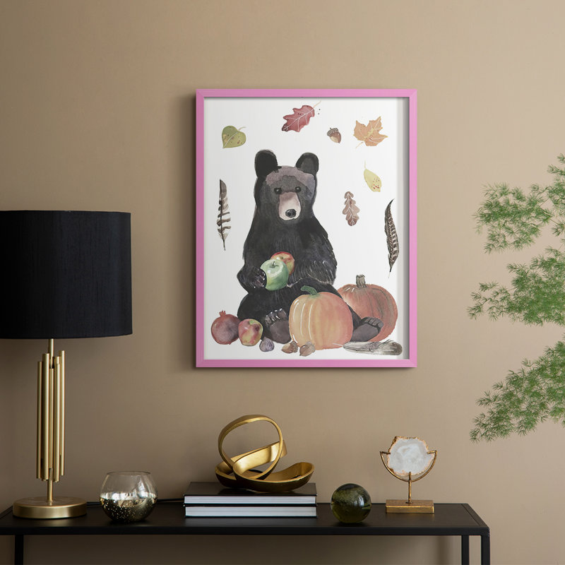 «CuteAutumnForestI», reproduction encadrée - bois massif, H 15 po x l 12 po, Rose