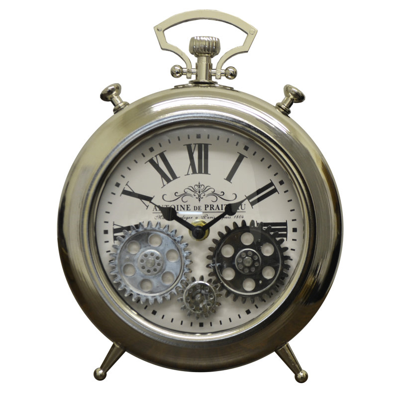 Horloge de table, Argent, H 10 pi x l 3 pi x P 7,35 pi