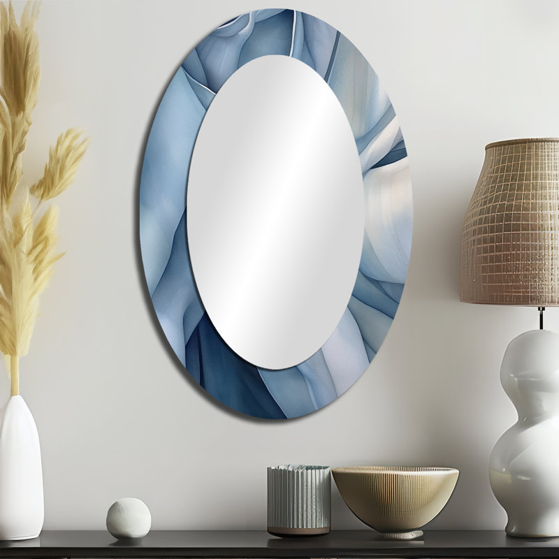 Essence Of Simplicity I - Miroir décoratif ovale abstrait sur métal, 36 po x 24 po