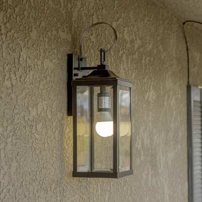 1 Light Imperial Black Outdoor Wall Sconce - 19.4 In. With Clear Glass Shade, Hardwired, Bulbs Not Included