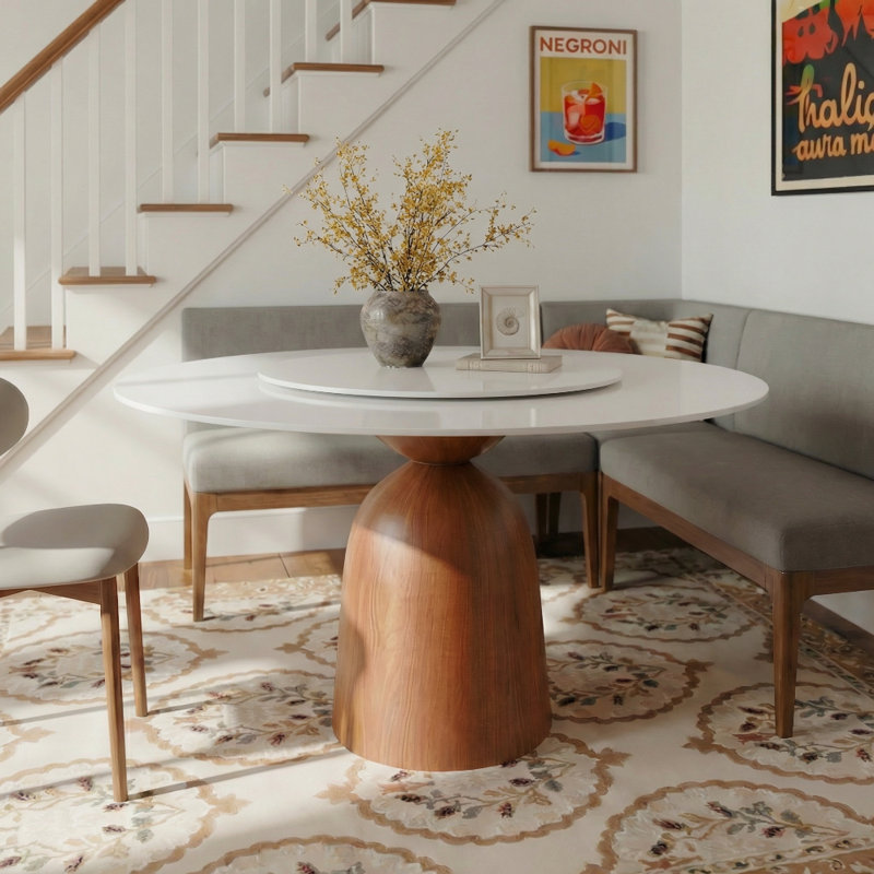 Table de salle à manger Farmhouse Kitchen, H 29,52 po x L 53,15 po x l 53,15 po, Blanc