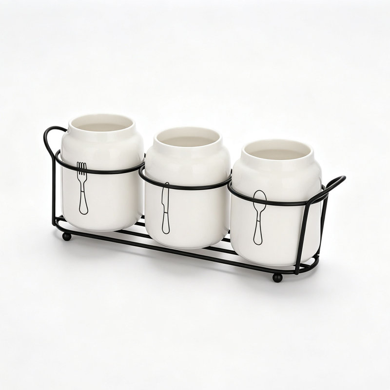 Ceramic / Porcelain Round Utensil Crock