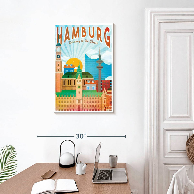 Affiche rétro de Hambourg, H 30 po x l 20 po
