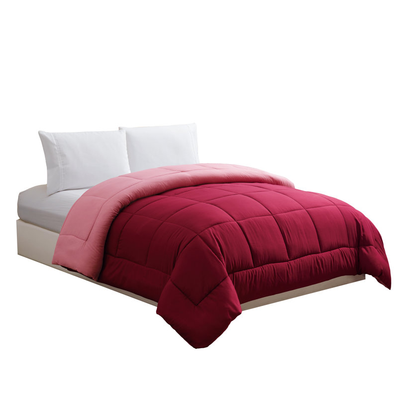 Édredon réversible en microfibre rose, Édredon double / grand, Bourgogne / rose