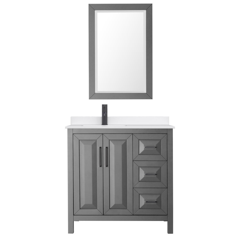 Daria 36'' W Single Vanity, Giotto Quartz, Brown, Polished Chrome