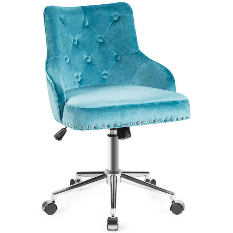 Chaise de travail Feuerstein, Velours turquoise
