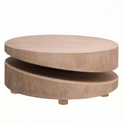 Round Wood Coffee Table - 31.3" Natural Finish, Modern Living Room Accent Table