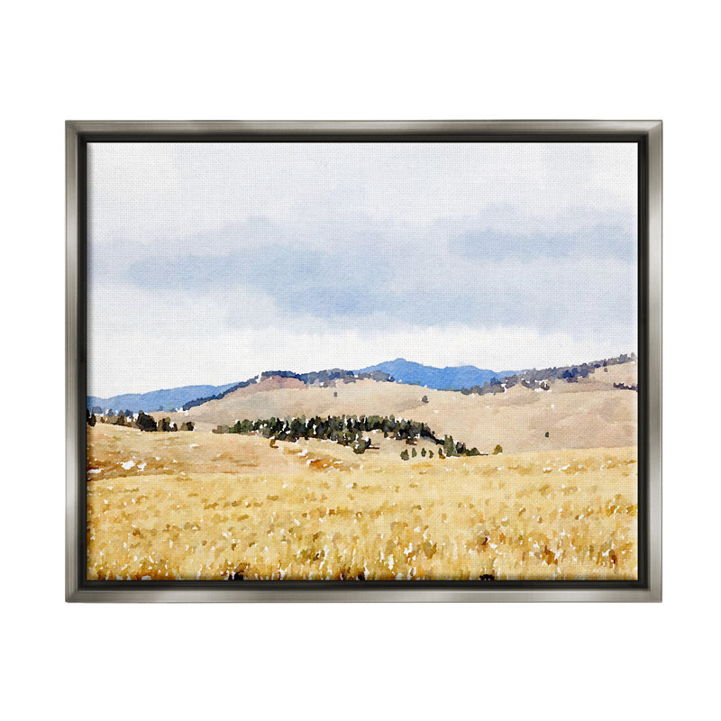 «Grassy Plateau» par Emily Navas, H 17 po x l 21 po x P 1,7 po, Cadre flottant gris lustré
