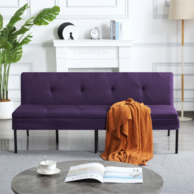 Canapé-lit futon 3 places, canapé-lit simple pliant, structure en métal robuste, revêtement en polyester doux pour la peau, dossier réglable, canapé convertible pour les petits espaces, appartement, dortoir, bureau