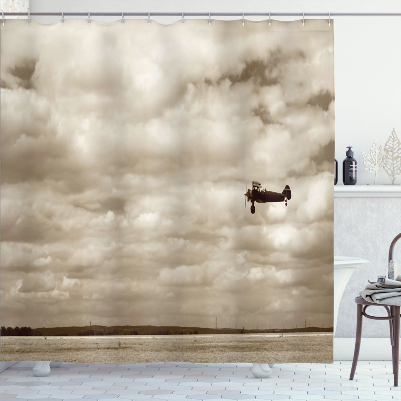 Vintage Look Shower Curtain with Hooks Included, 70" H x 69" W