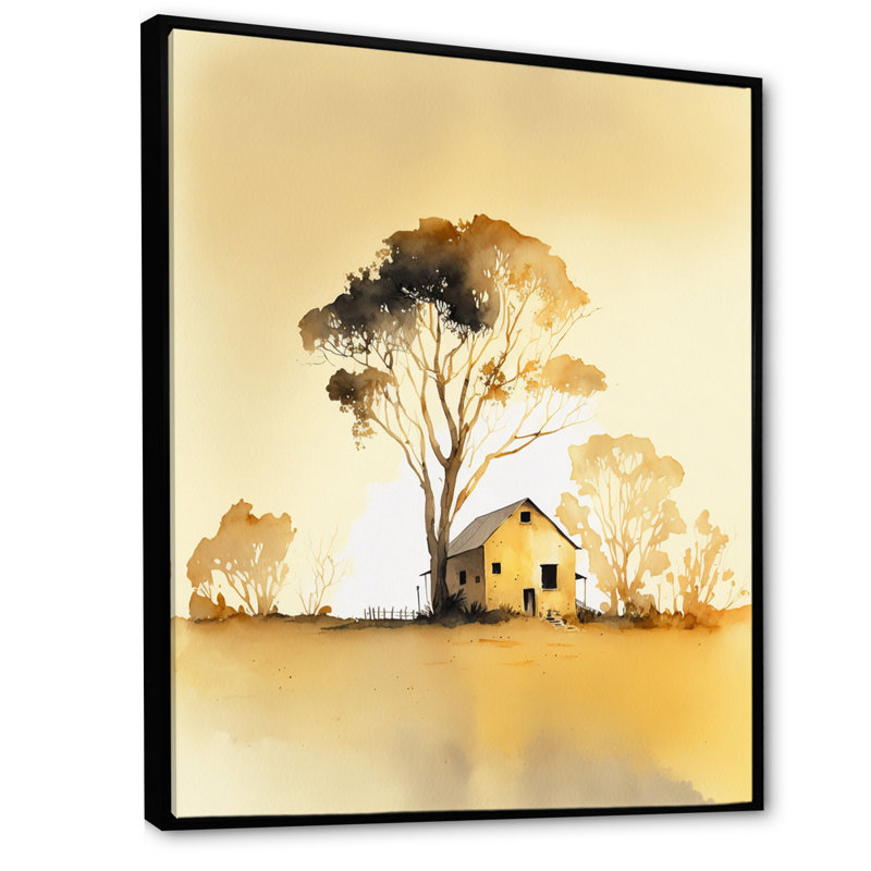 «Golden Hour Tree In The Countryside II», reproduction sur toile, H 44 po x l 34 po x P 1,5 po, Toile à cadre flottant noir